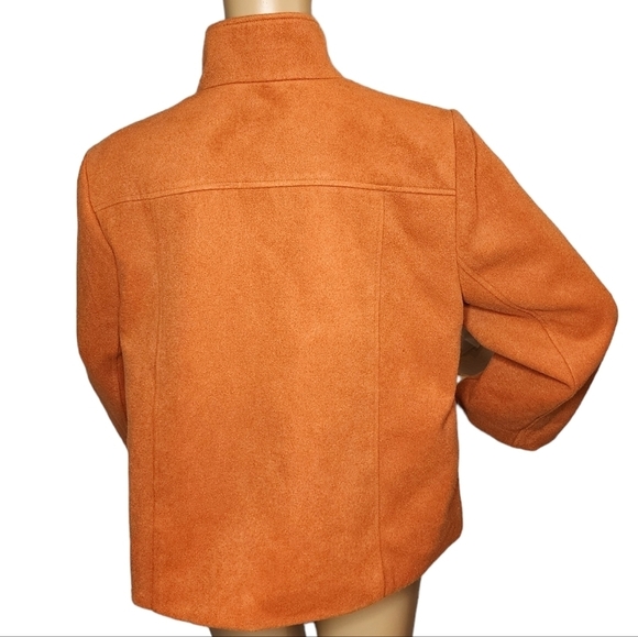 Chico's russet orange swing jacket smooth plush 3/4 sleeve. - Picture 10 of 17